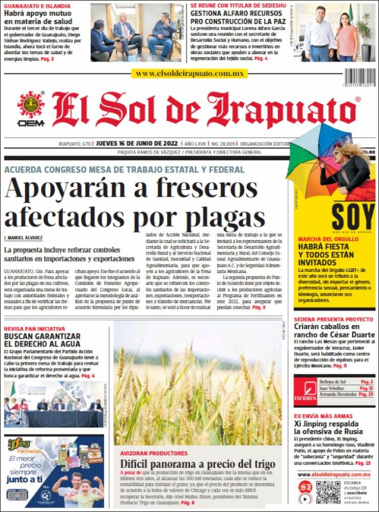 Portada de El Sol de Irapuato (M&eacute;xico)