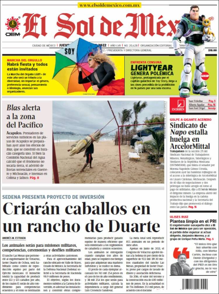 Portada de El Sol de México (M&eacute;xico)