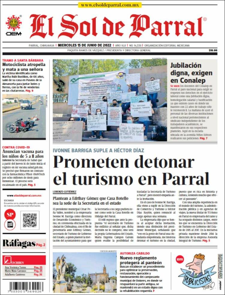 Portada de El Sol de Parral (M&eacute;xico)