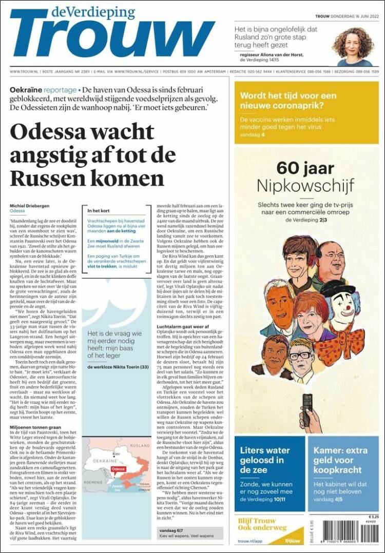 Portada de Trouw (Pa&iacute;ses Bajos)