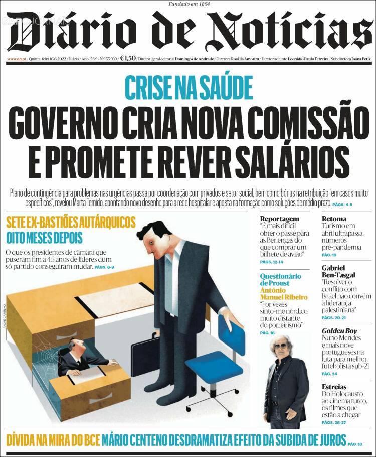 Portada de Diário de Noticias (Portugal)