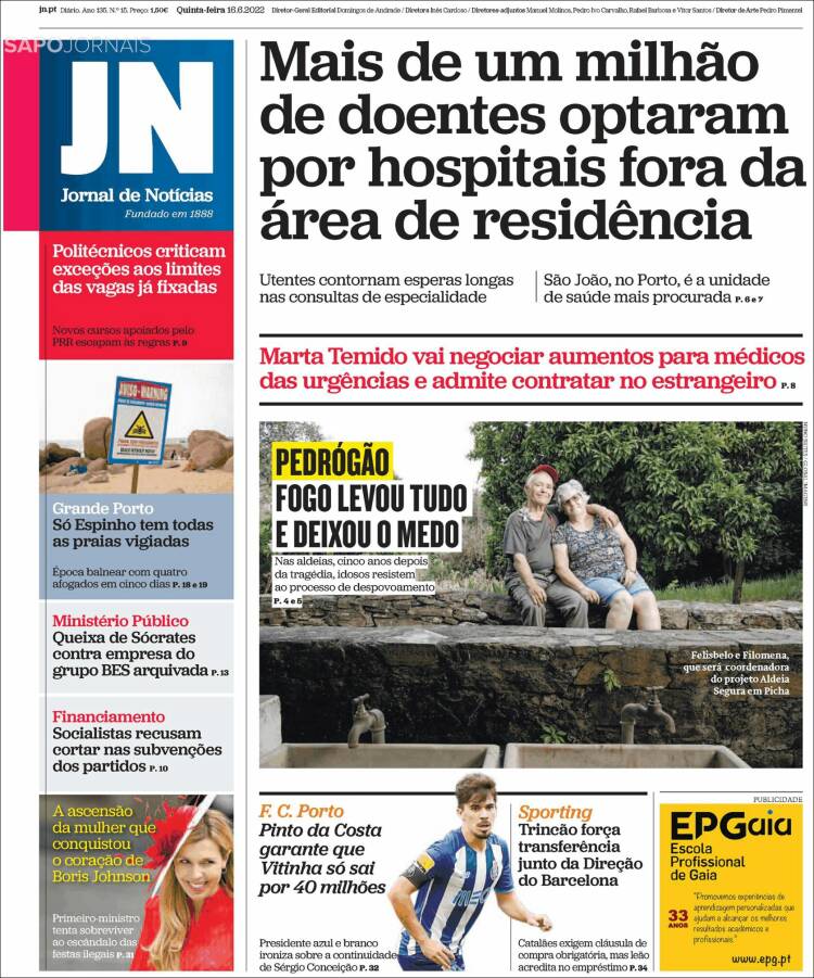 Portada de Jornal de Notícias (Portugal)