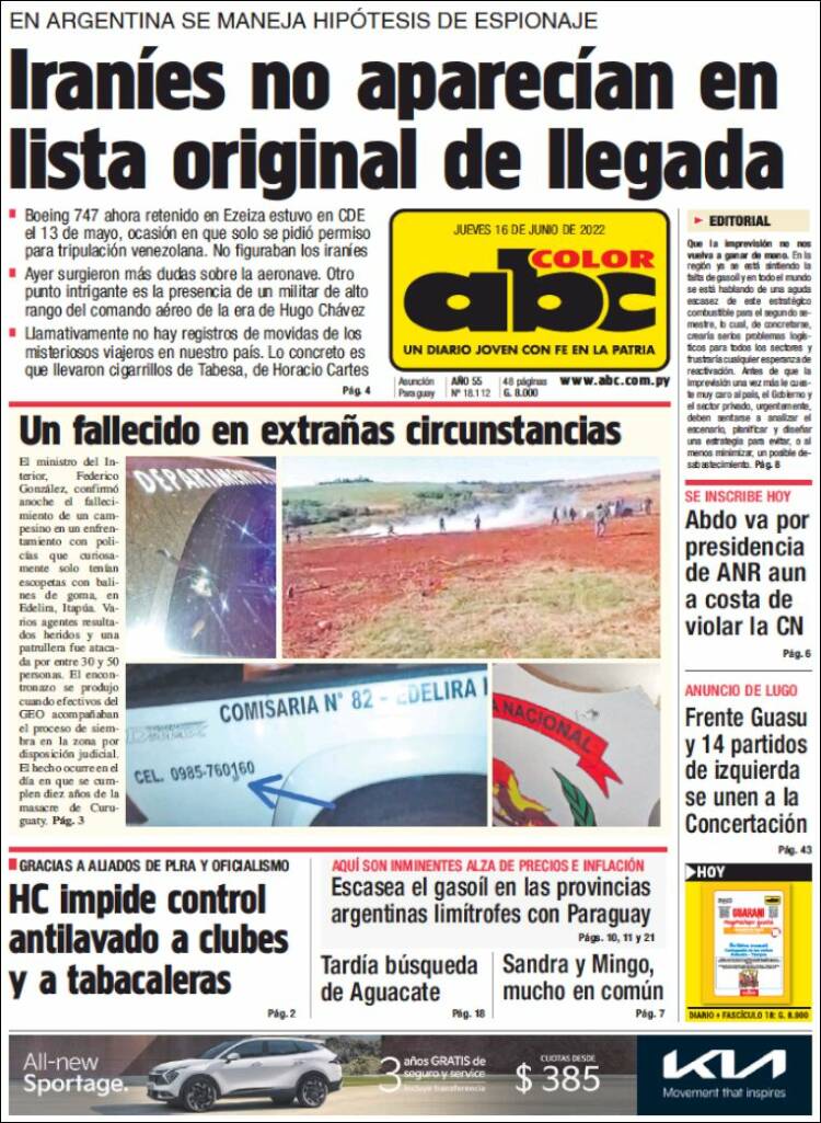 Portada de ABC Color (Paraguay)