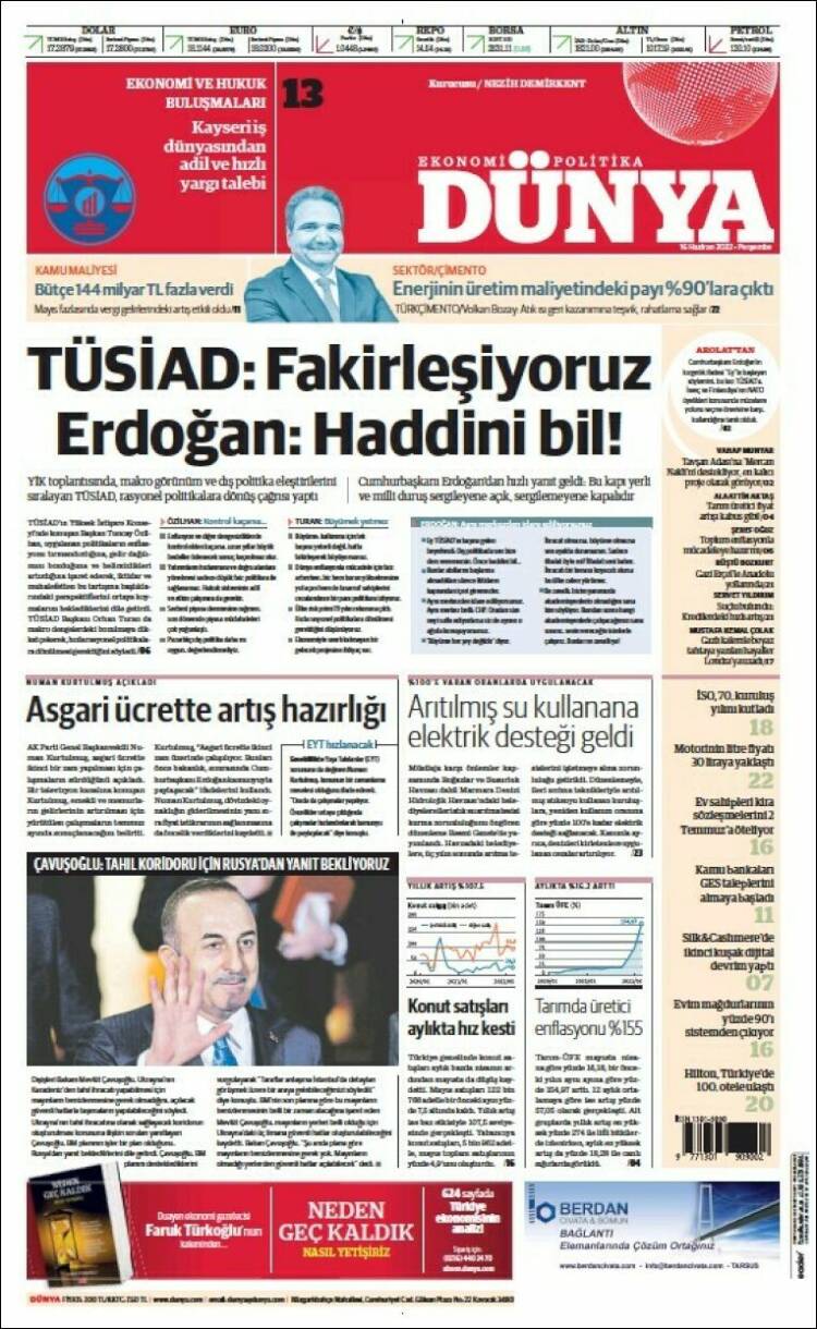 Portada de Dünya (Turqu&iacute;a)