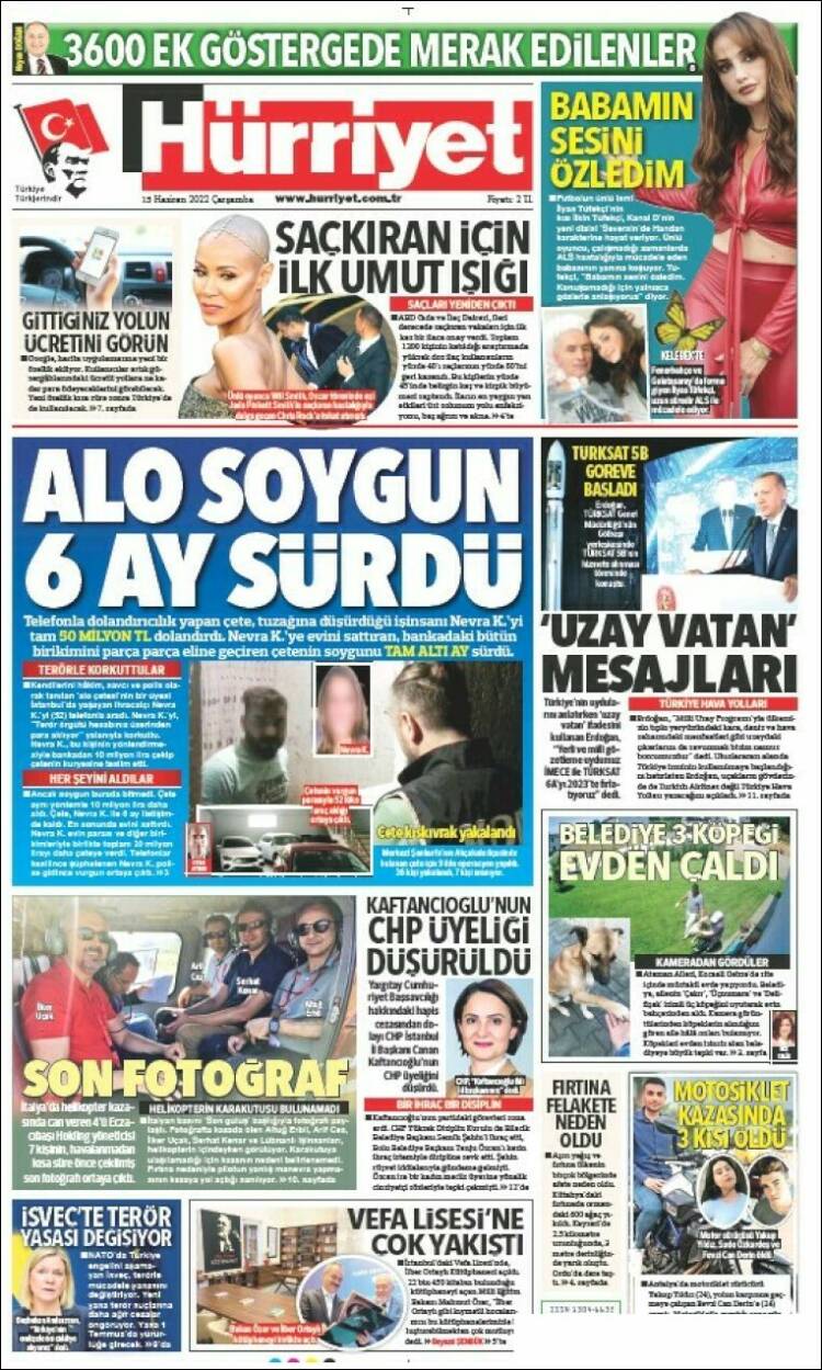 Portada de Hürriyet (Turqu&iacute;a)