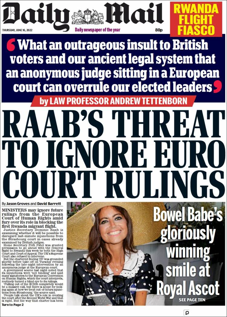 Portada de Daily Mail (Reino Unido)