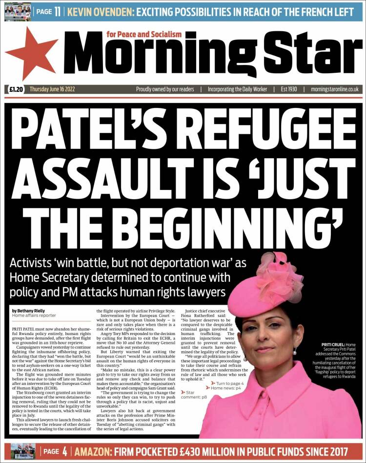 Portada de Morning Star (Reino Unido)