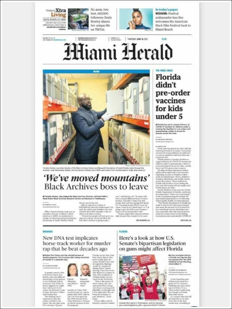 Portada de Miami Herald (USA)