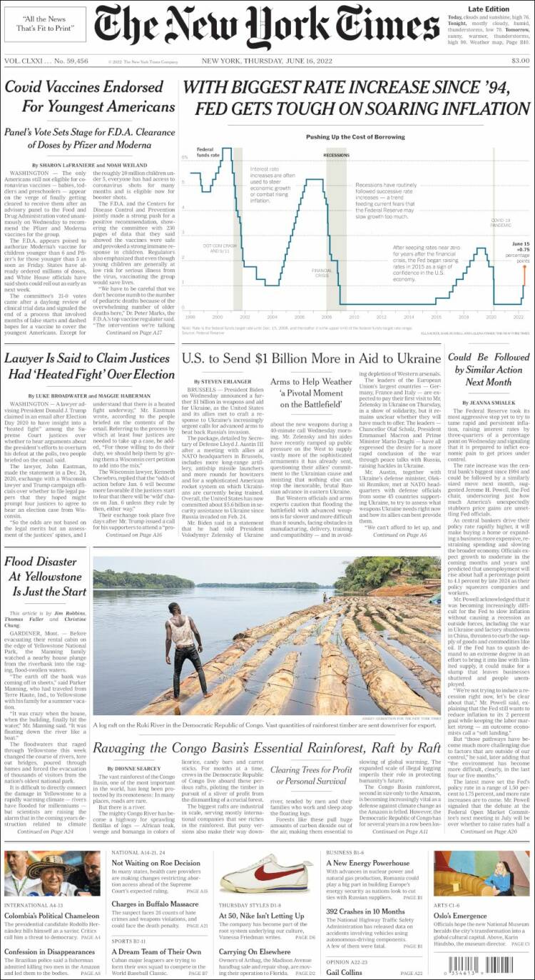 Portada de New York Times (USA)