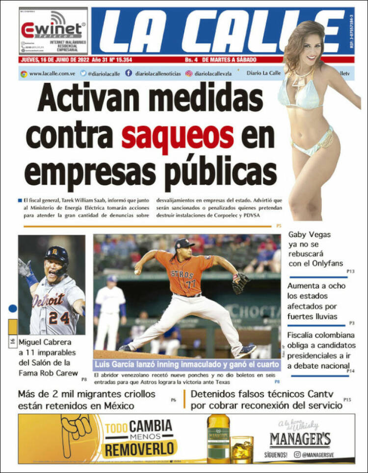 Portada de Diario La Calle (Venezuela)