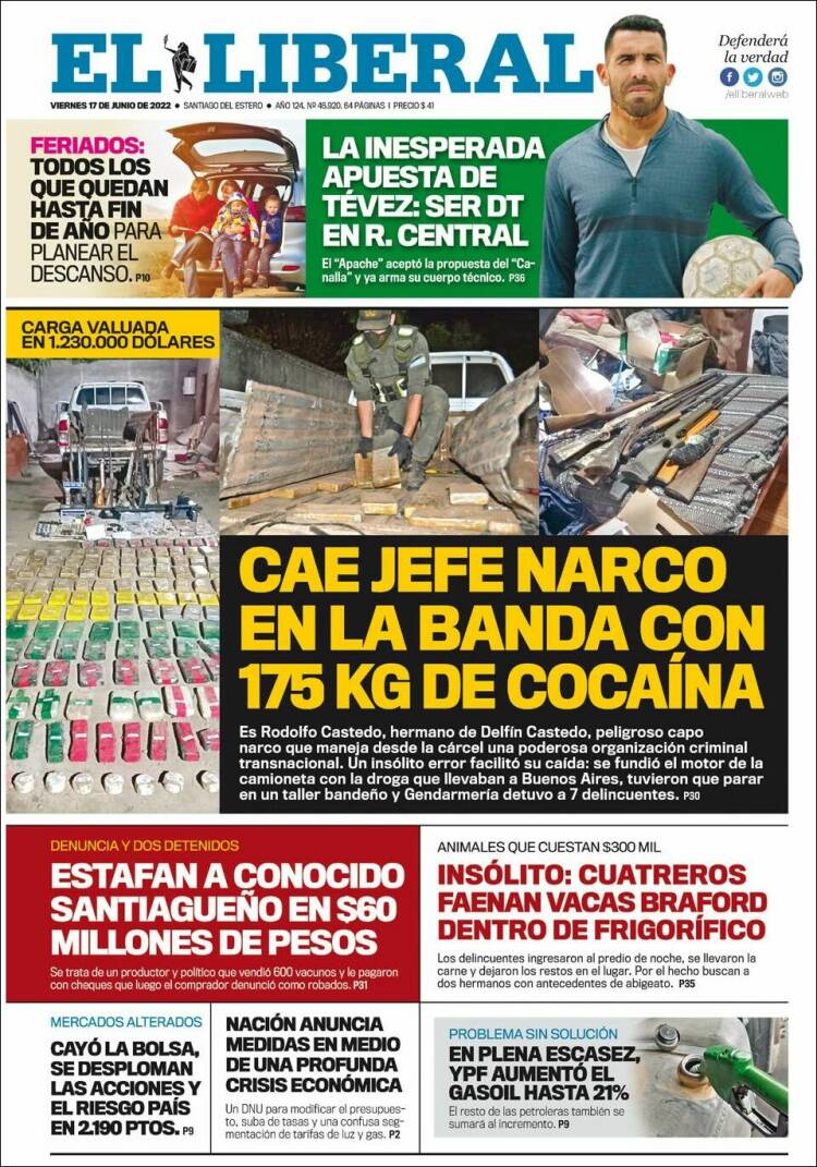 Portada de Diario El Liberal (Argentina)