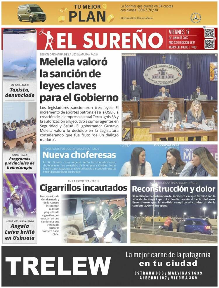 Portada de Diario El Sureño (Argentina)