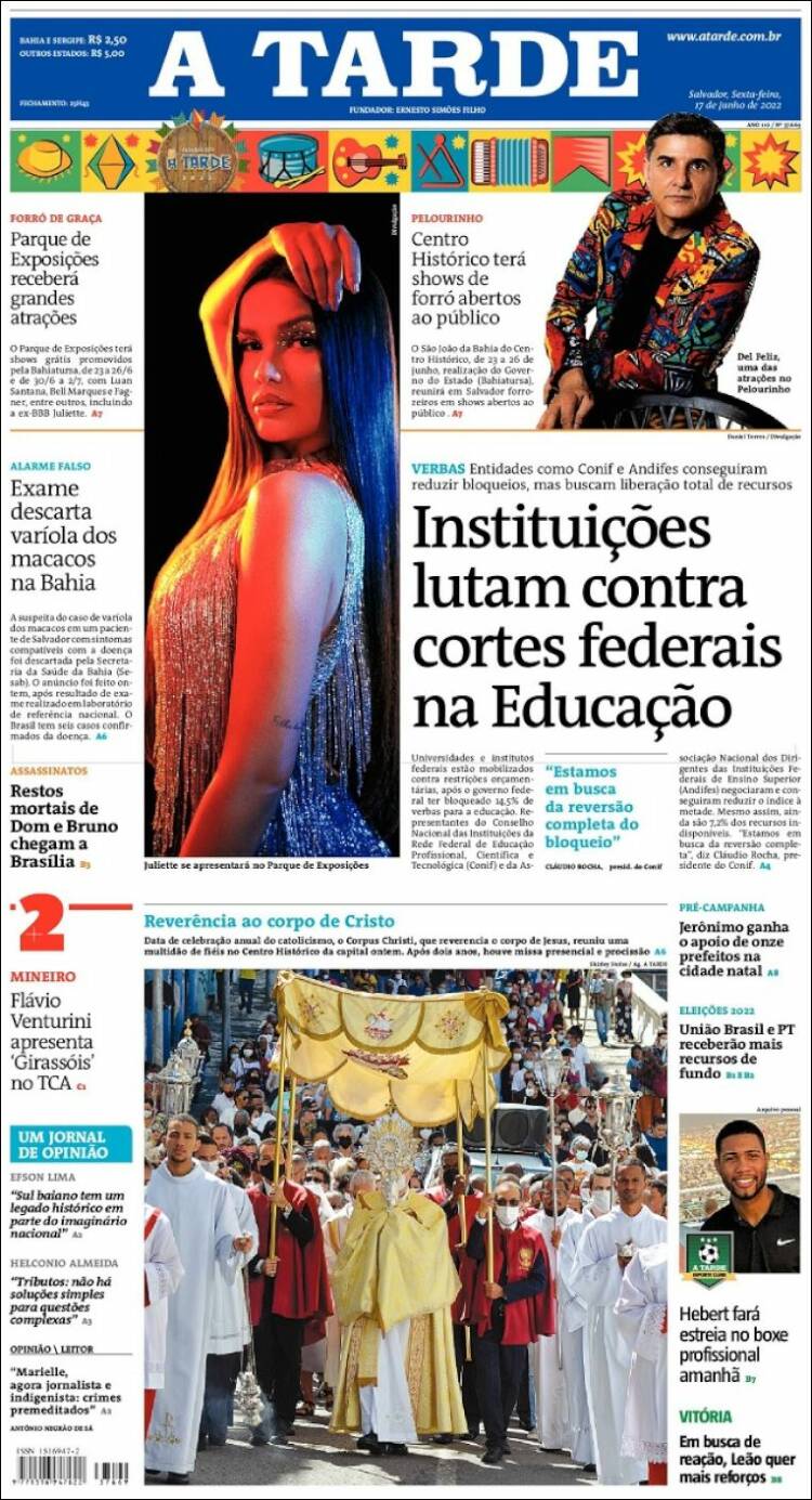 Portada de Diário A Tarde (Brasil)