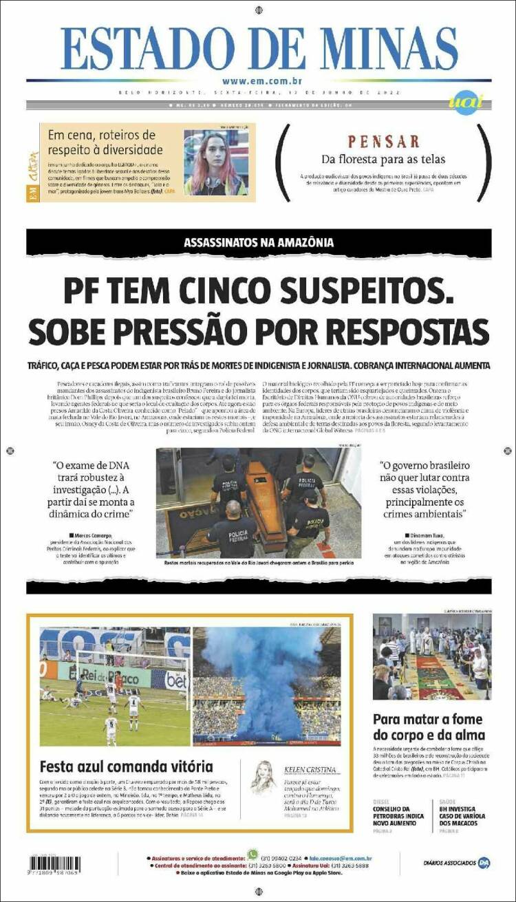 Portada de Jornal Estado de Minas (Brasil)