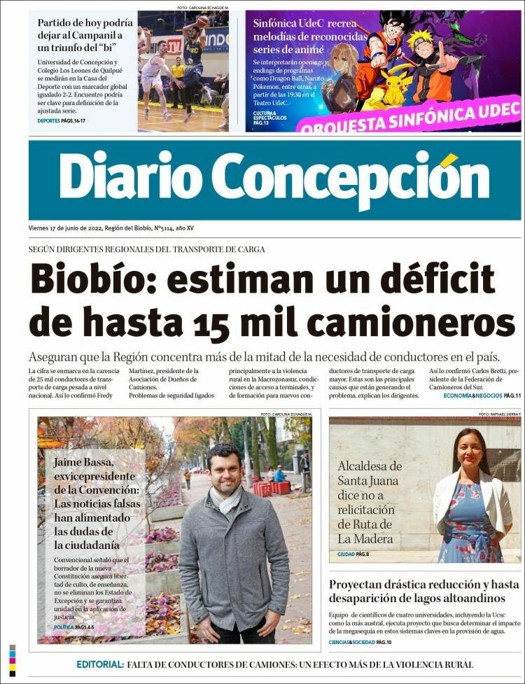 Portada de Diario de Concepción (Chile)