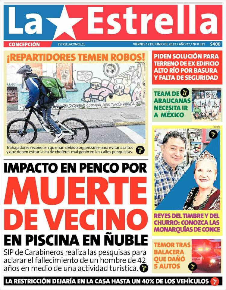 Portada de La Estrella de Concepción (Chile)