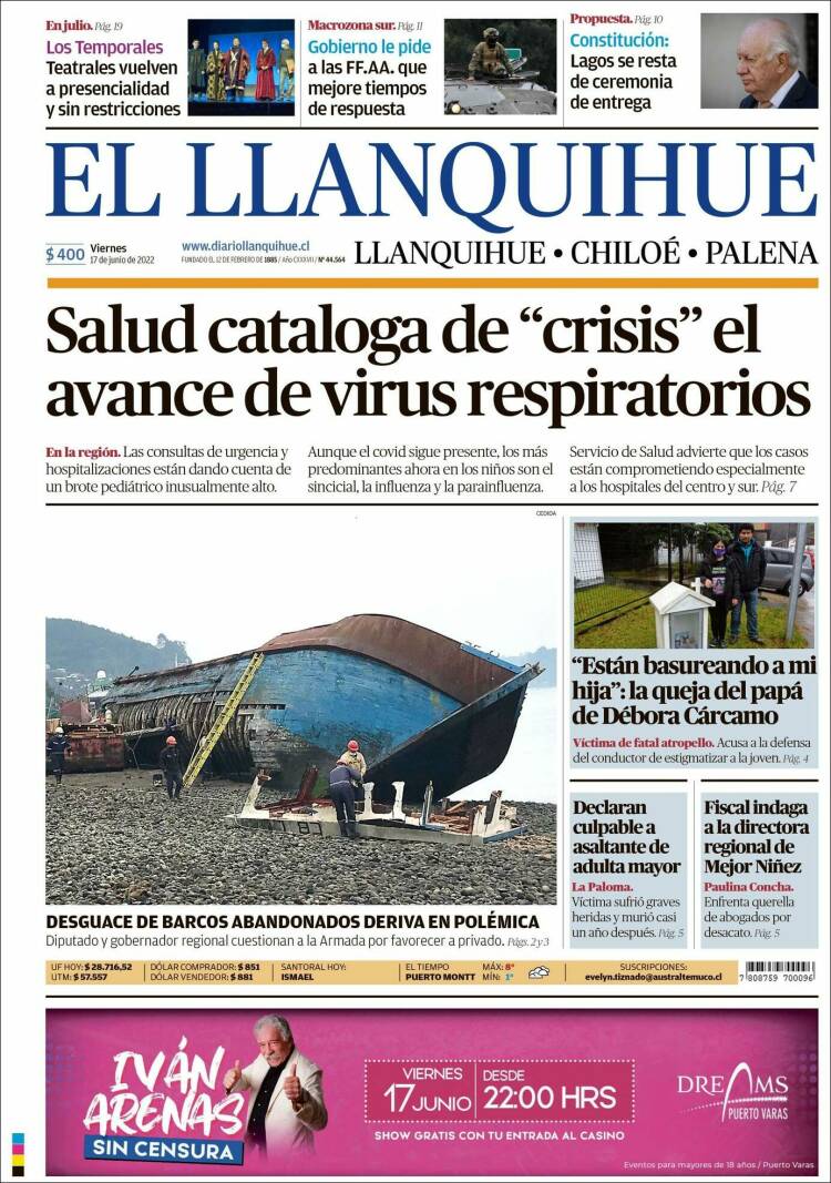 Portada de El Llanquihue (Chile)