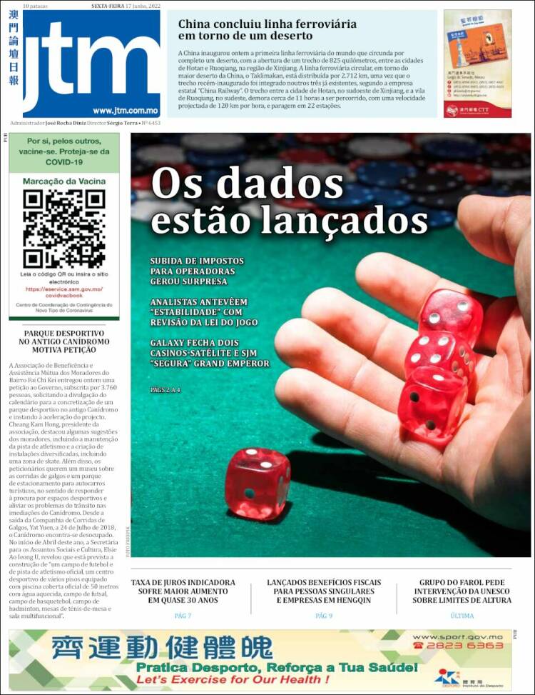 Portada de Jornal Tribuna de Macau (China)