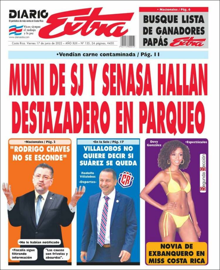 Portada de Diario Extra (Costa Rica)