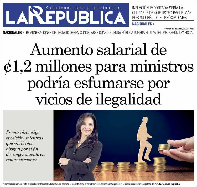 Portada de La República (Costa Rica)