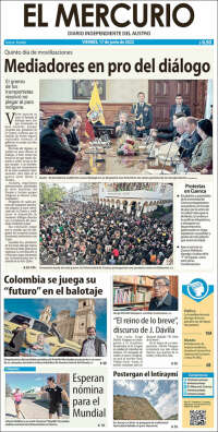 Portada de Diario El Mercurio (Ecuador)
