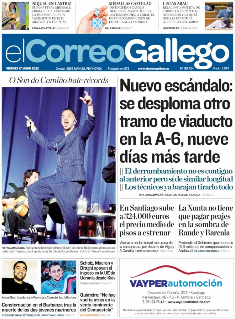 Portada de El Correo Gallego (España)