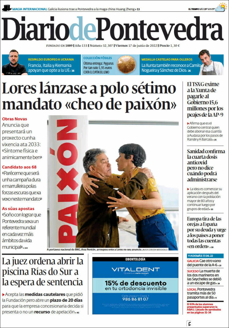 Portada de Diario de Pontevedra (España)