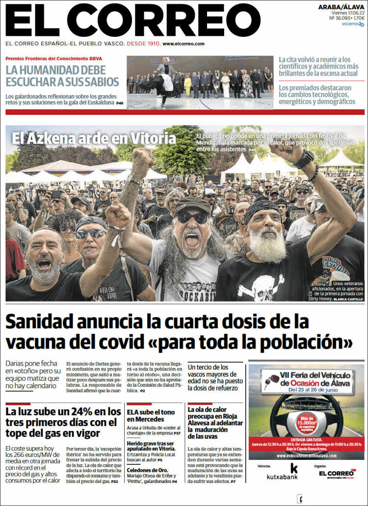 Portada de El Correo - Álava (España)