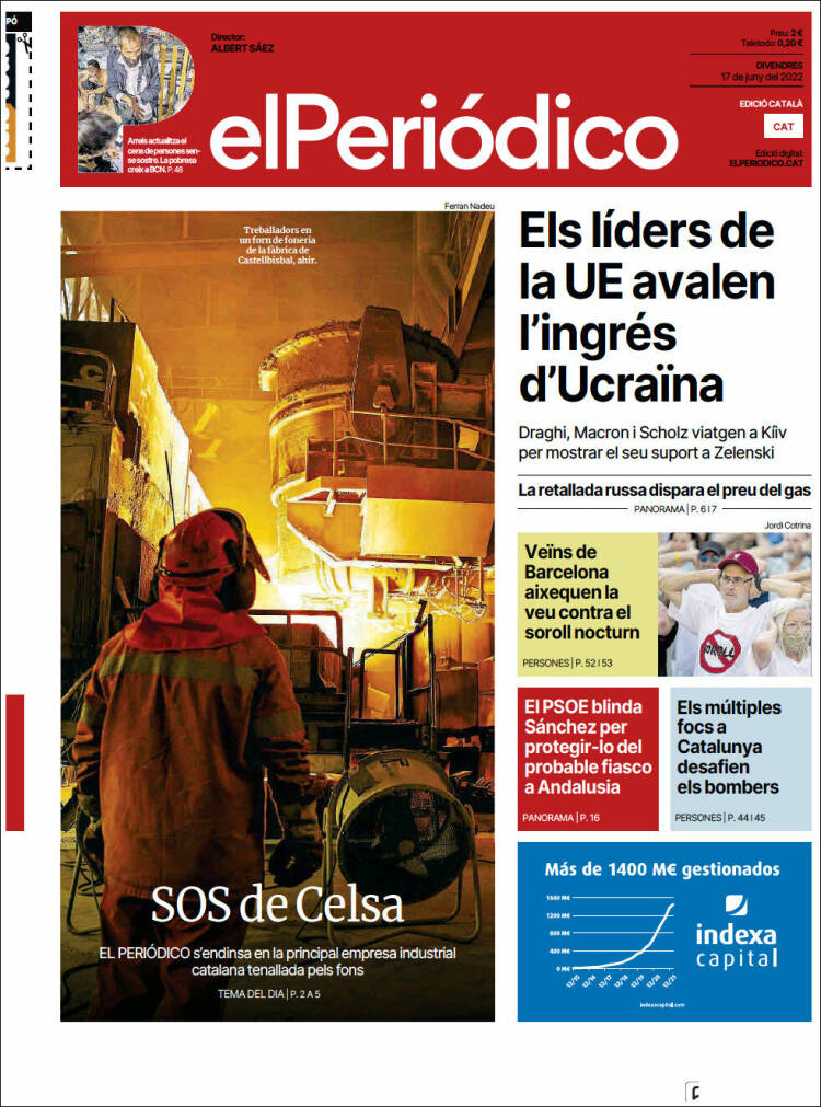 Periódico El Periódico de Catalunya (España). Periódicos de España. Edición  de viernes, 17 de junio de 2022. Kiosko.net