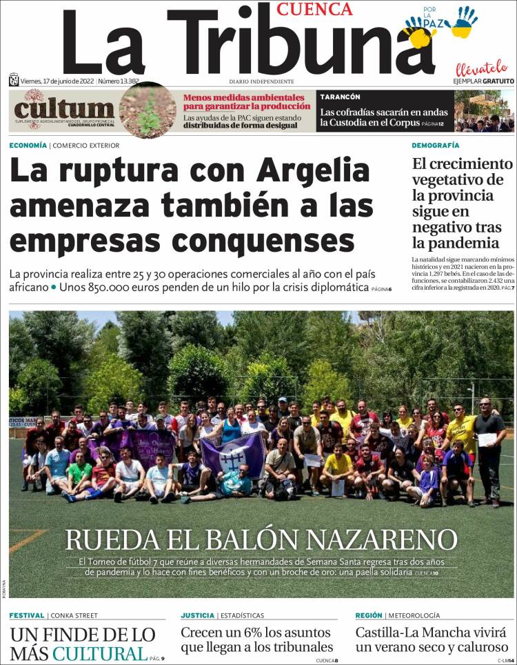 Portada de La Tribuna de Cuenca (España)