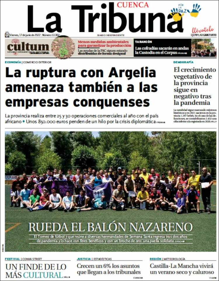 Portada de La Tribuna de Cuenca (España)