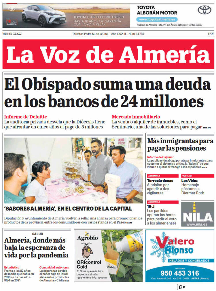 Portada de La Voz de Almería (España)
