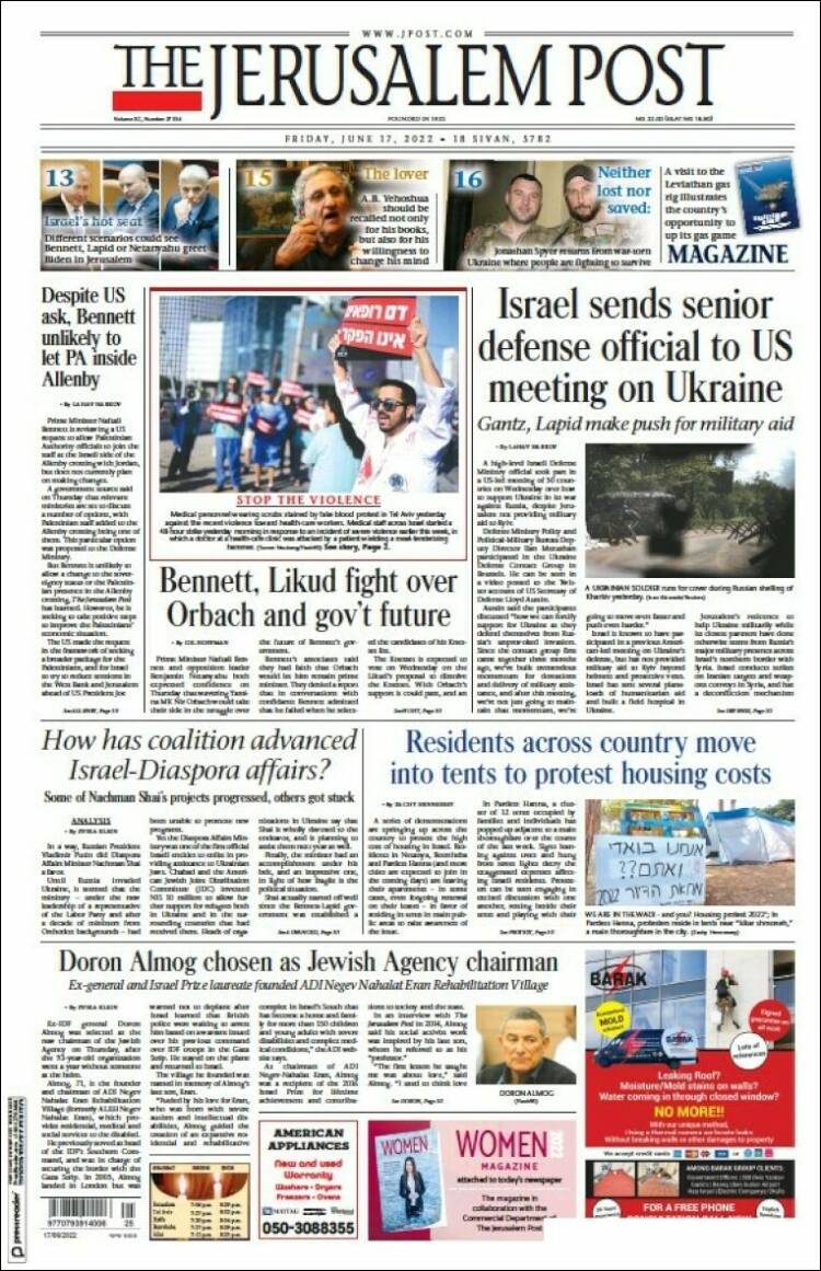 Portada de The Jerusalem Post (Israel)