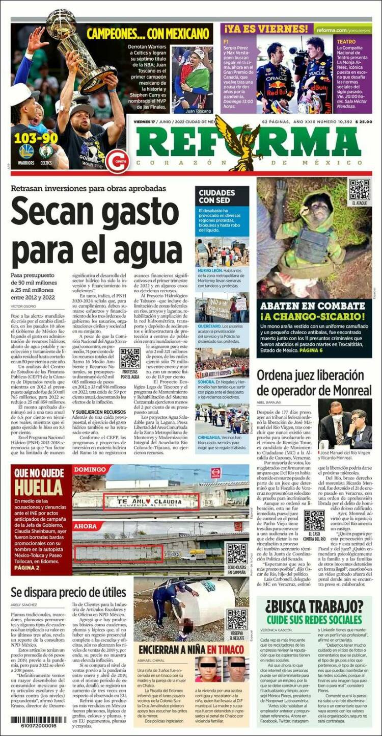 Portada de Reforma (M&eacute;xico)
