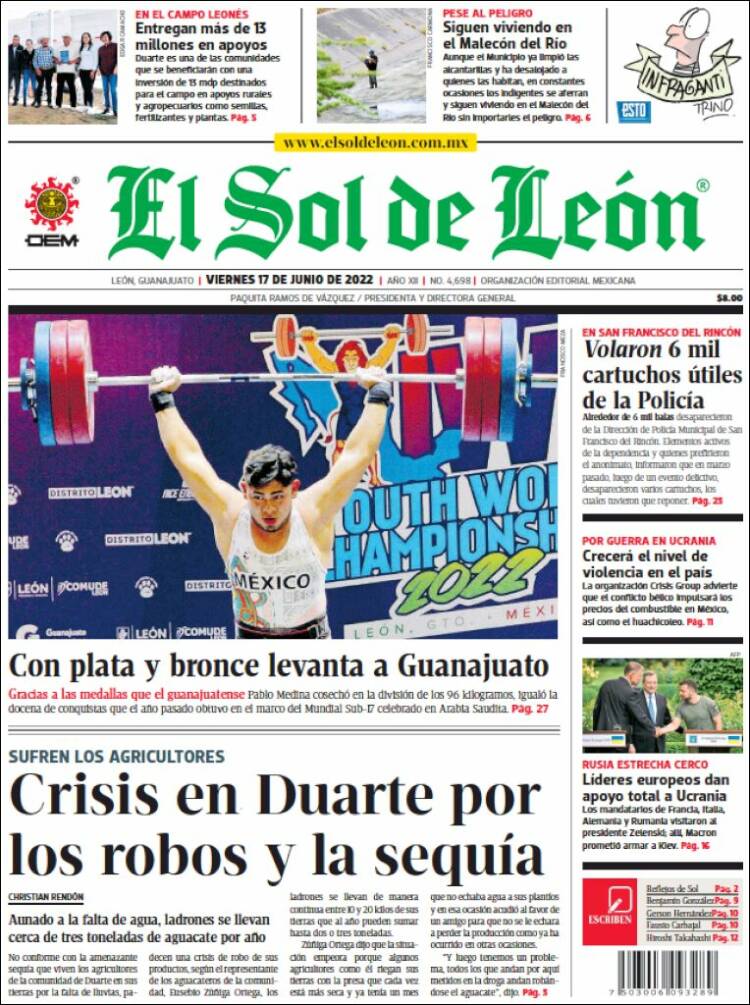Portada de El Sol de León (M&eacute;xico)
