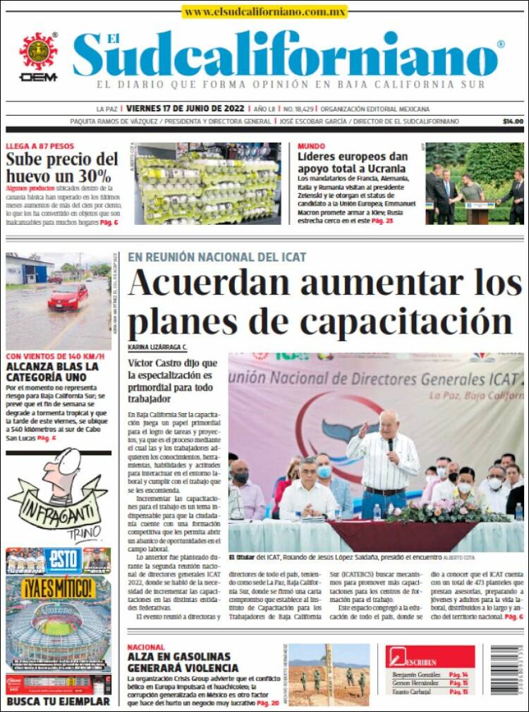 Portada de El Sudcaliforniano (M&eacute;xico)