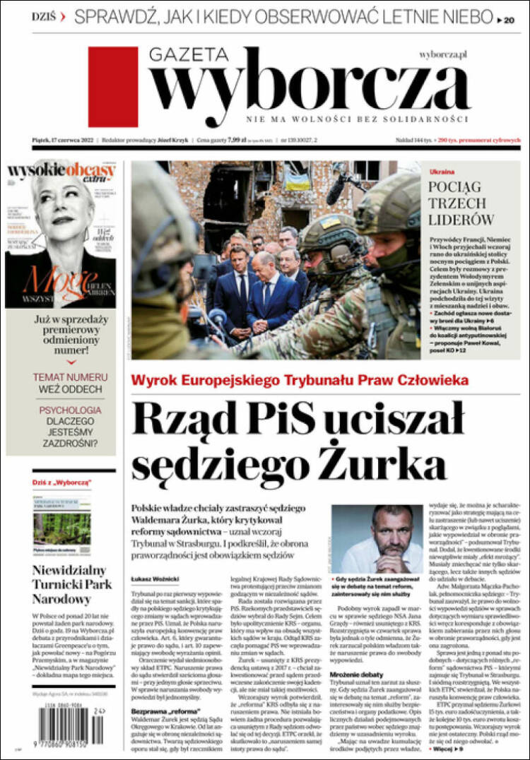 Portada de Gazeta Wyborcza (Polonia)