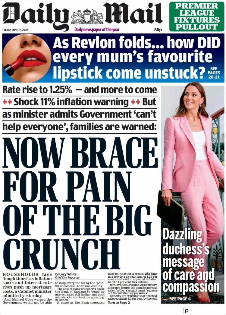 Portada de Daily Mail (Reino Unido)