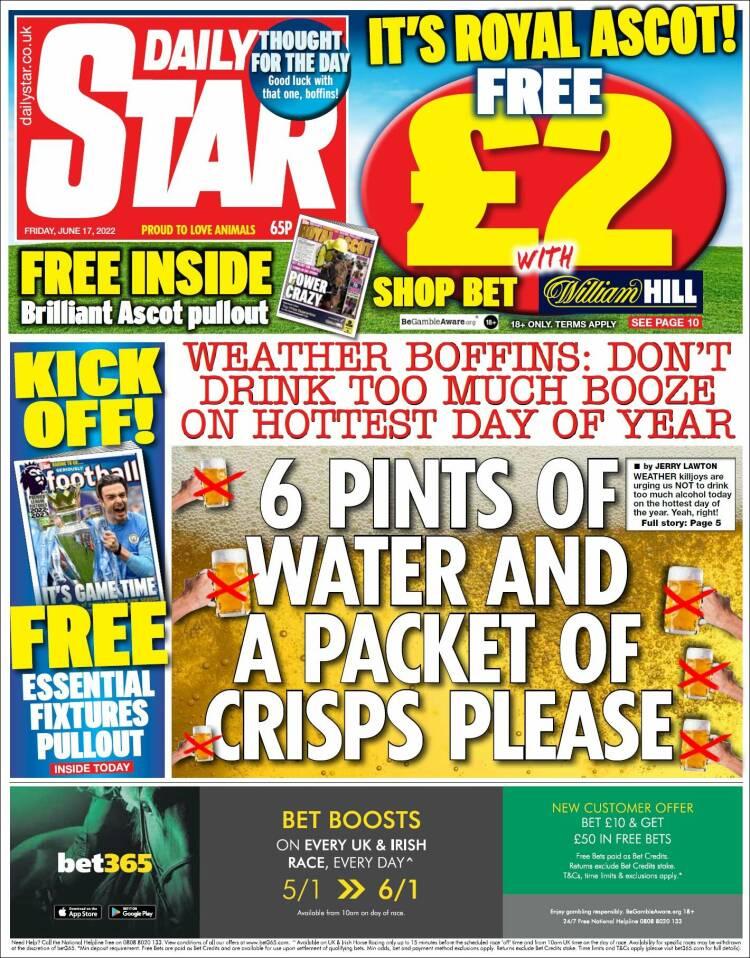 Portada de Daily Star (Reino Unido)