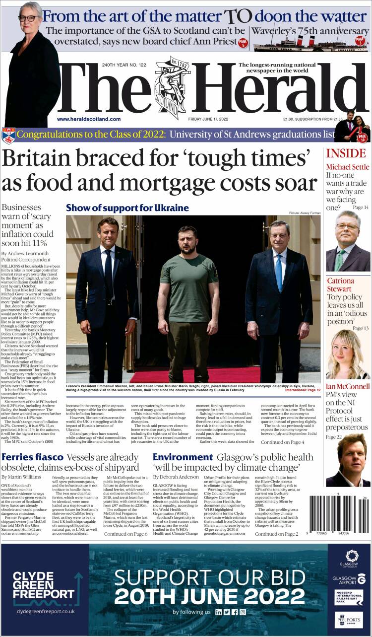 Portada de The Herald (Reino Unido)