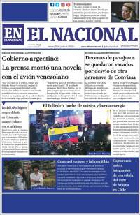 Portada de El Nacional (Venezuela)