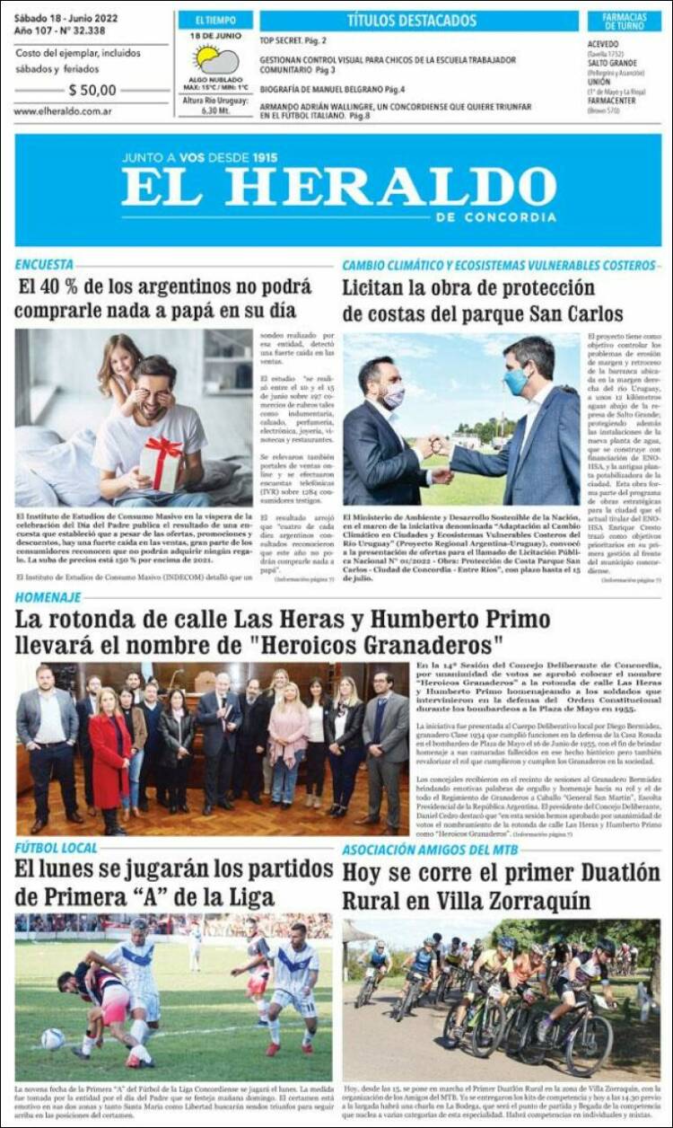 Portada de El Heraldo de Concordia (Argentina)