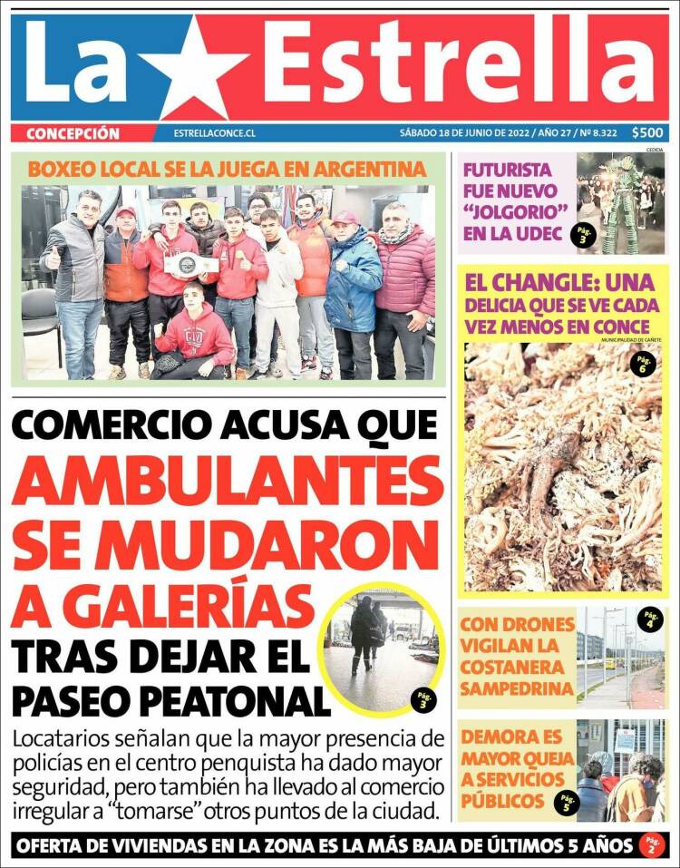 Portada de La Estrella de Concepción (Chile)