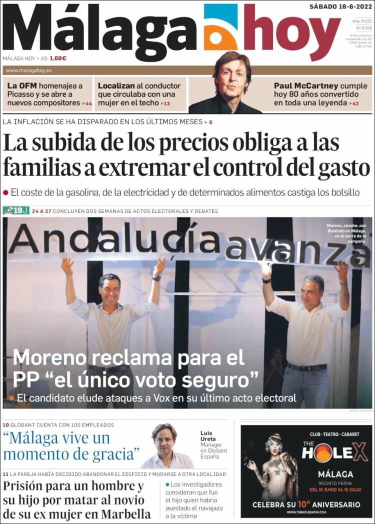 Portada de Málaga Hoy (España)