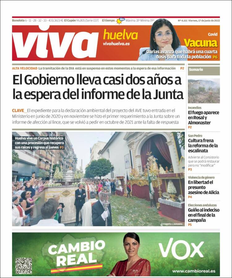 Portada de Viva Huelva (España)