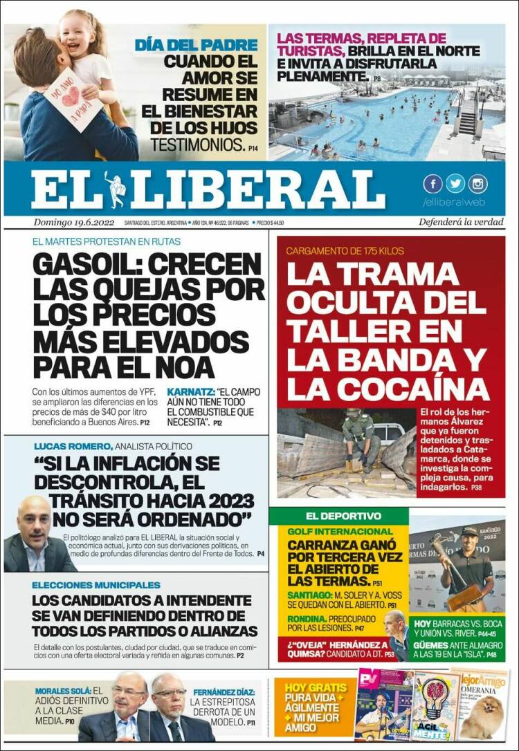 Portada de Diario El Liberal (Argentina)