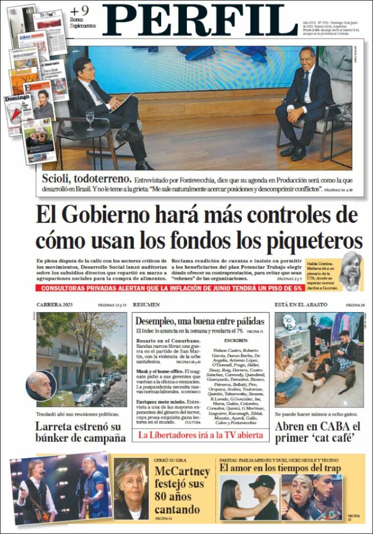 Portada de Diario Perfil (Argentina)