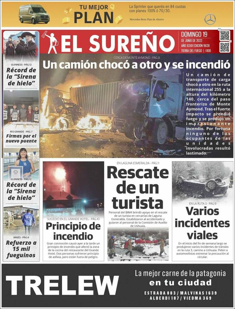 Portada de Diario El Sureño (Argentina)