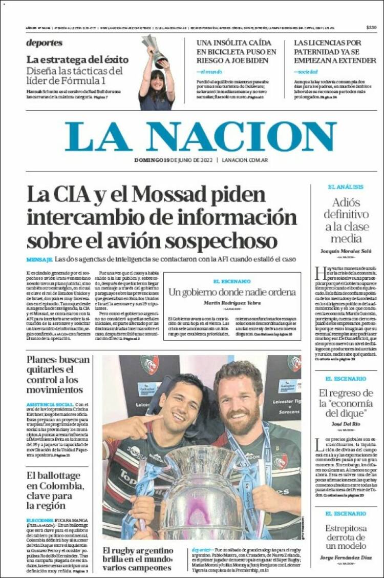 Portada de La Nación (Argentina)