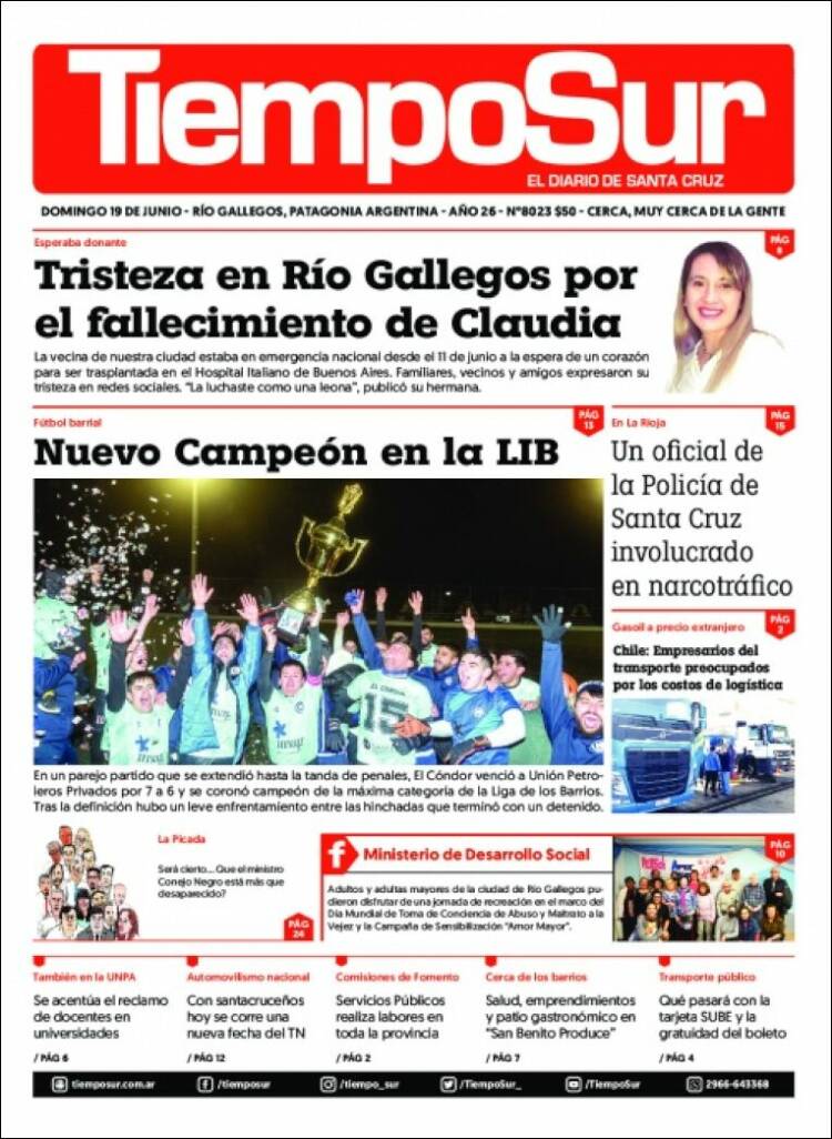 Portada de Tiempo Sur (Argentina)